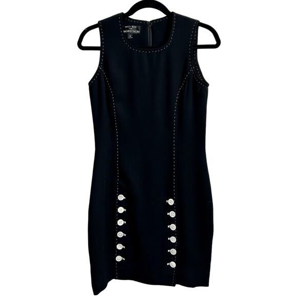 Vtg Magaschoni Tracy Reese Pearl Button Dress 4 90s Coquette LBD Designer - Picture 1 of 9